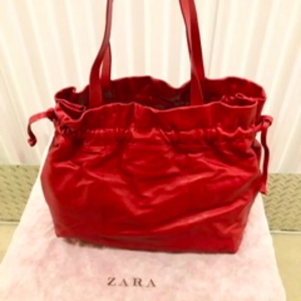 ZARA Real LEATHER Tote Shoulder Bag, M, NWT